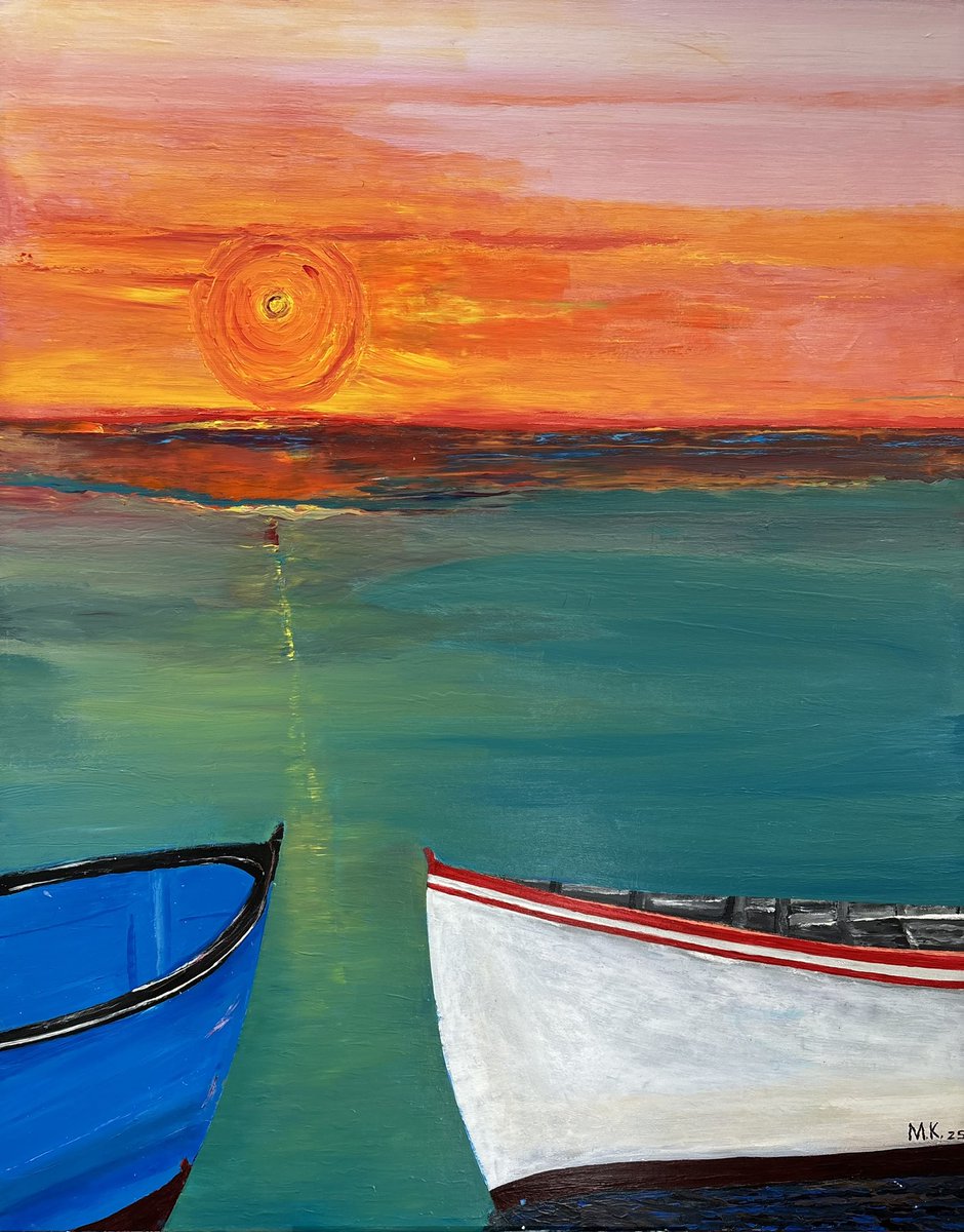 Fishing Boats  48x60 acrylic 
Mixed with water on canvas 
My other versions are saved after so many changes it’s time to do other pieces.