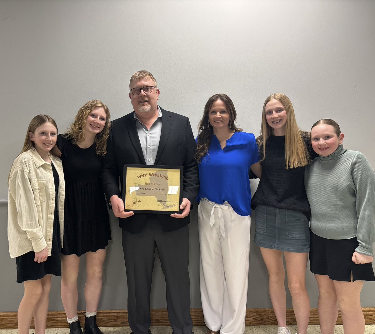 PioneerWrestli1's tweet photo. A giant thank you to the WNY Wrestling Coaches Association on my induction in the Hall of Fame last night.  A even bigger thank you to my beautiful family on supporting me during my journey.  I love you girls ❤️ https://t.co/9Dsoa9vMns
