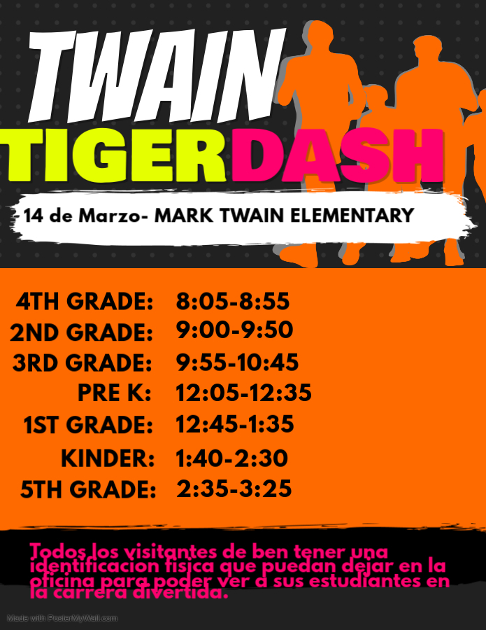 Two days left until our Tiger Twain Dash! It is a great opportunity to earn prizes and help Mark Twain reach our goals! #AlvinISD #MTETigers #AllInAlvinISD