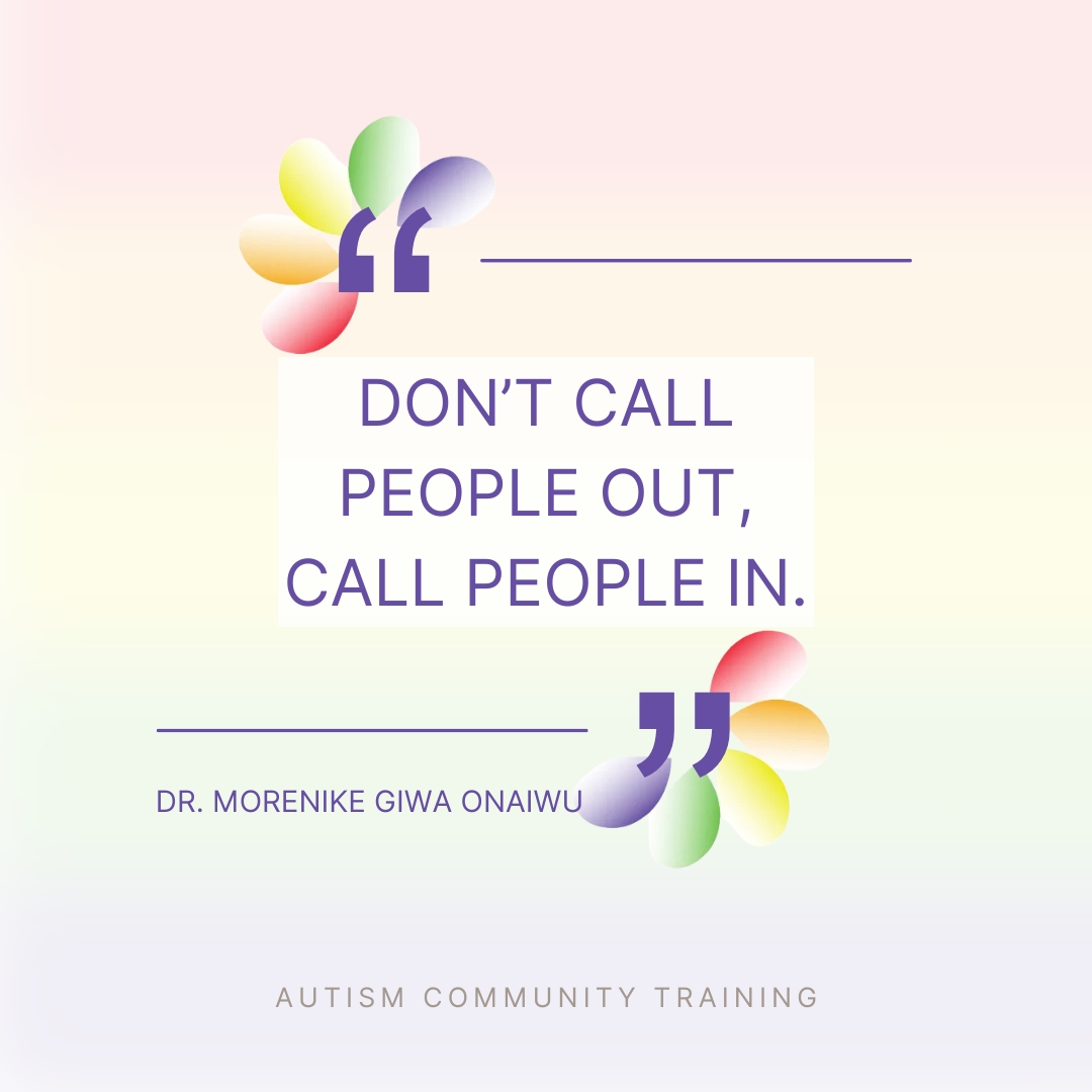 ACTCommunityBC's tweet photo. LANGUAGE MATTERS!​

🤝As we share our understanding of neuro-affirming language, it is important to invite people to join this movement. ​

"Don't call people out, call people in."​

💟Thank you Dr. Morenike Giwa Onaiwu for these wise words. https://t.co/PTmkmPWuFd