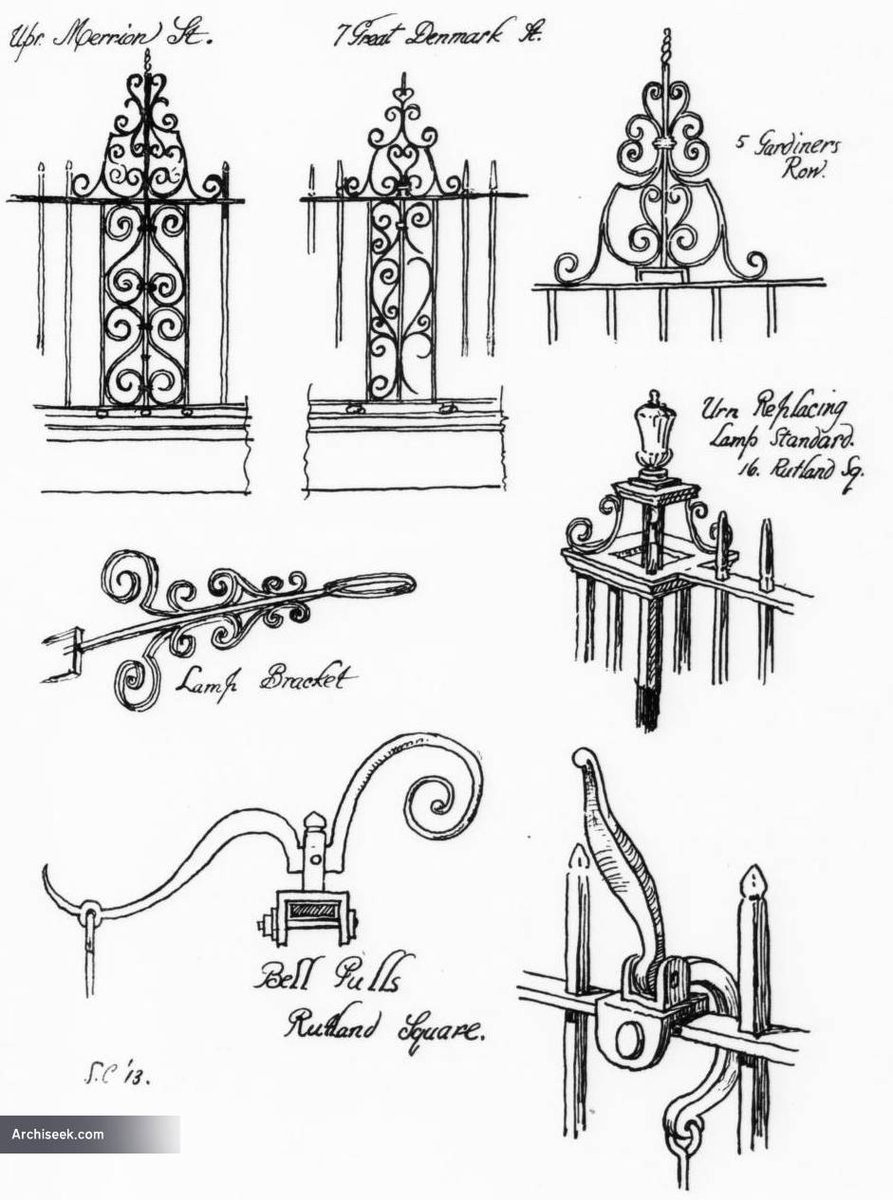 archiseek's tweet photo. Drawings of 18th century Ironwork in Dublin, published in 1913.  #dublin https://t.co/v3jQwKlaSn