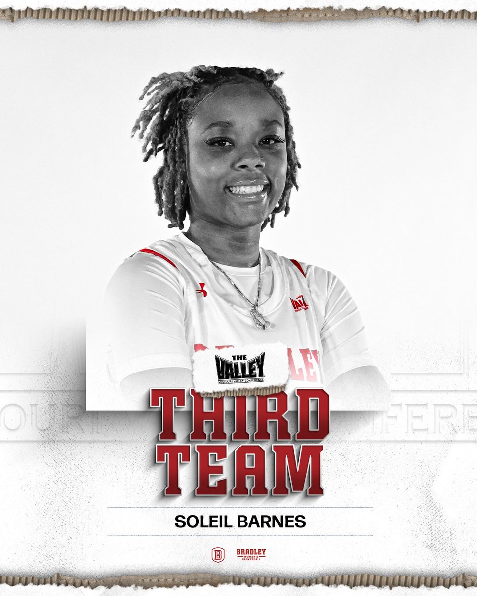 🚨𝗠𝗩𝗖 𝗧𝗛𝗜𝗥𝗗 𝗧𝗘𝗔𝗠🚨

Congratulations Soleil Barnes for being named to the Missouri Valley Conference Third-Team! Congratulations Soleil!