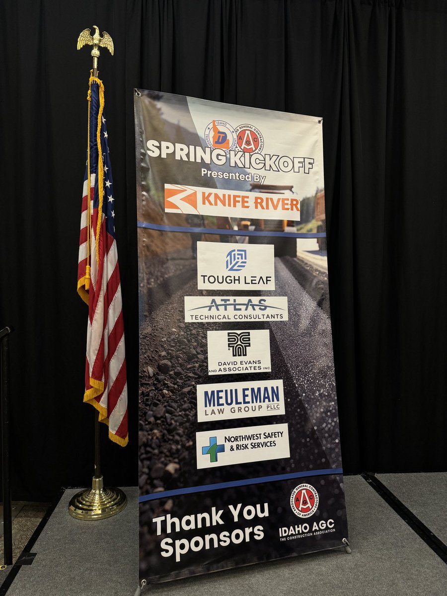 IdahoAGC's tweet image. It’s ITD/AGC #SpringKickoff time!!🚧 A gigantic THANK YOU to our amazing sponsors listed, especially our presenting sponsor Knife River Corporation⭐️  #AGC #ITD @IdahoITD