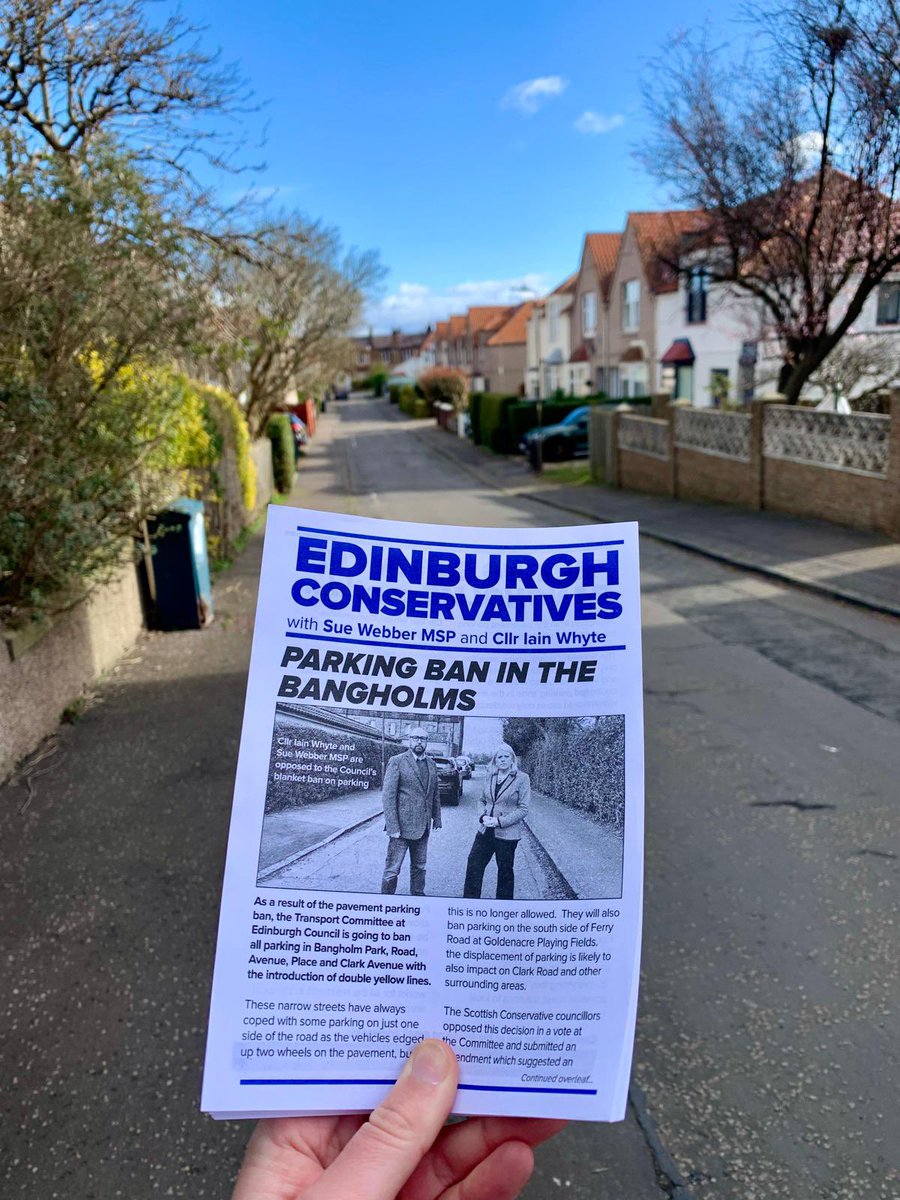 Sue Webber MSP 💜💙 (@suejwebber) on Twitter photo ❌ Edin Council is going to ban parking in the Bangholms & intro dbl yellow lines.
🗣️ @scottories were only party to vote for an exemption.
I’ll keep working with <a href="/CllrWhyte/">Iain Whyte</a> ❌ Edin Council is going to ban parking in the Bangholms & intro dbl yellow lines.
🗣️ @scottories were only party to vote for an exemption.
I’ll keep working with <a href="/CllrWhyte/">Iain Whyte</a>