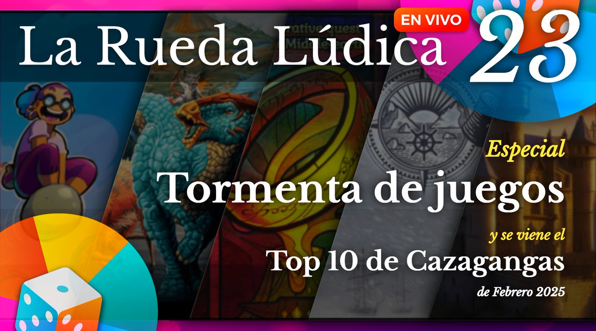 ¡¡Rueda Lúdica nº 23!! Con toda la actualidad de los juegos de mesa! Noticias, reseñas, y el top 10 de Cazagangas de febrero!!! Imperdible!!!
Hoy miércoles 17hs. Arg/21hs. Esp. por Twitch:
twitch.tv/laruedaludica