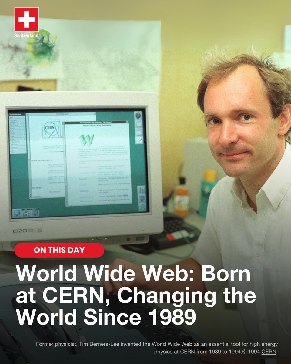 AbtSwitzerland's tweet image. 🌐 #OnThisDay: A Revolution Was Born in Switzerland 🇨🇭

On March 12, 1989, at CERN 🇨🇭 , British scientist Tim Berners-Lee proposed an idea that would change the world forever: the World Wide Web. Originally designed to help scientists share information across the globe, this…