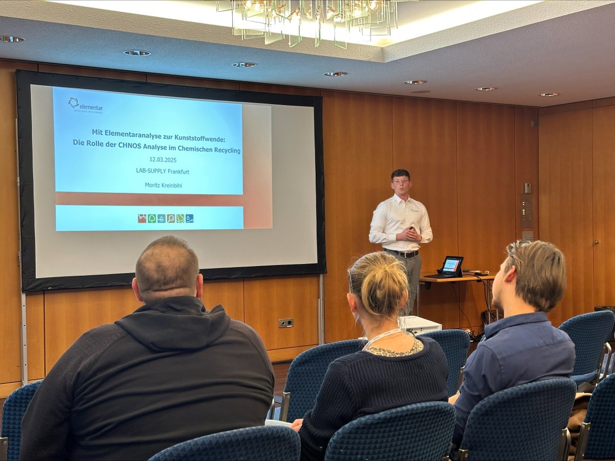 elementargroup's tweet image. Earlier today, #Elementar Product Manager Moritz Kreinbihl gave a presentation on the role of #CHNOS analysis in #ChemicalRecycling at LAB-SUPPLY in Frankfurt. If you couldn’t attend but want to learn more, contact us at info@elementar.com for more details.
