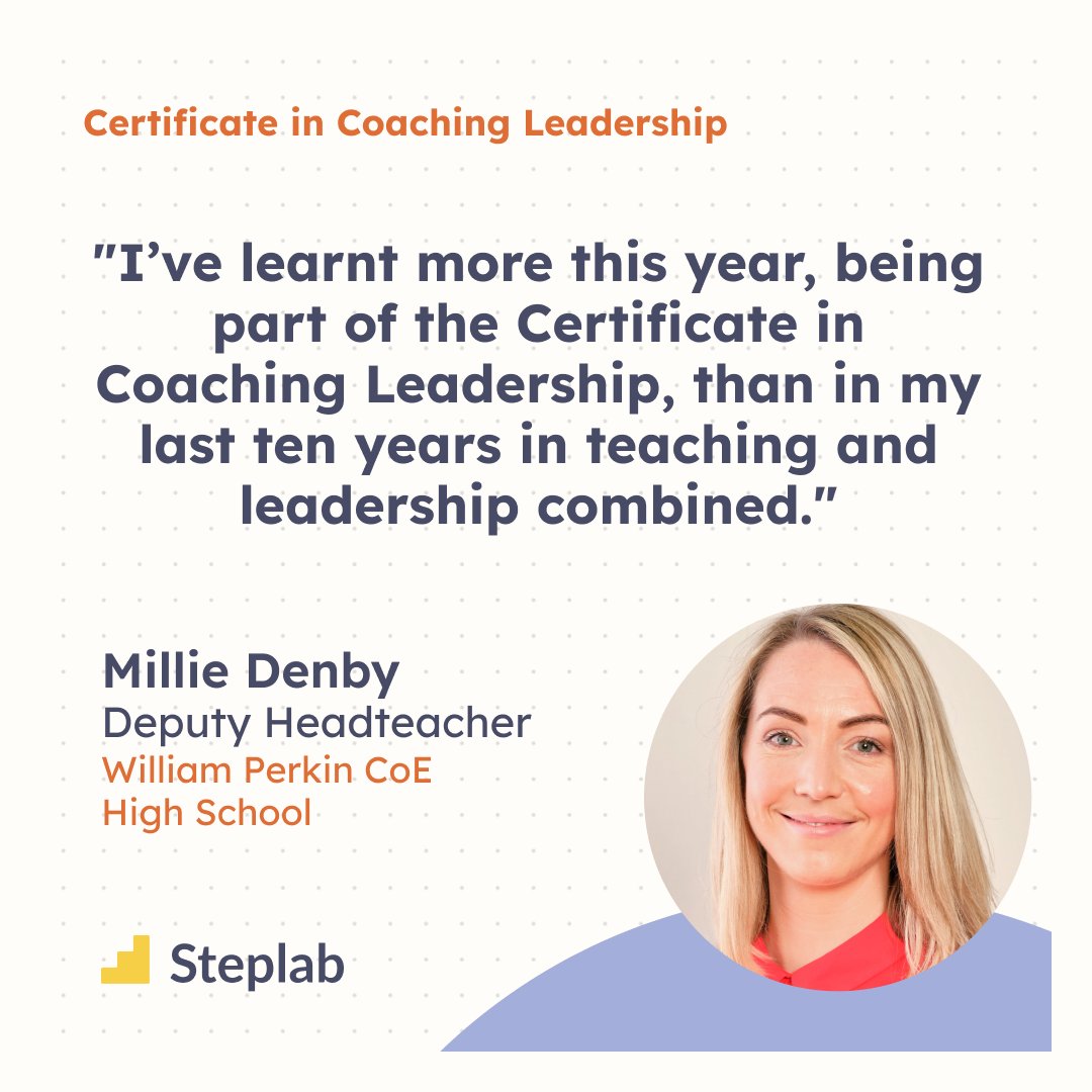 📢 Steplab Certificate in Coaching Leadership 📢

Year-long training from September 2025 to:
🧱 Build a great coaching team
📈 Lead impactful PD
👩‍🏫 Improve teaching and learning

Want to know more⁉️

Join <a href="/AniaTownsend/">Ania Townsend</a> &amp; <a href="/HFletcherWood/">Harry Fletcher-Wood</a>, Wed 19/3 4pm 👉 bit.ly/3DsD0GB