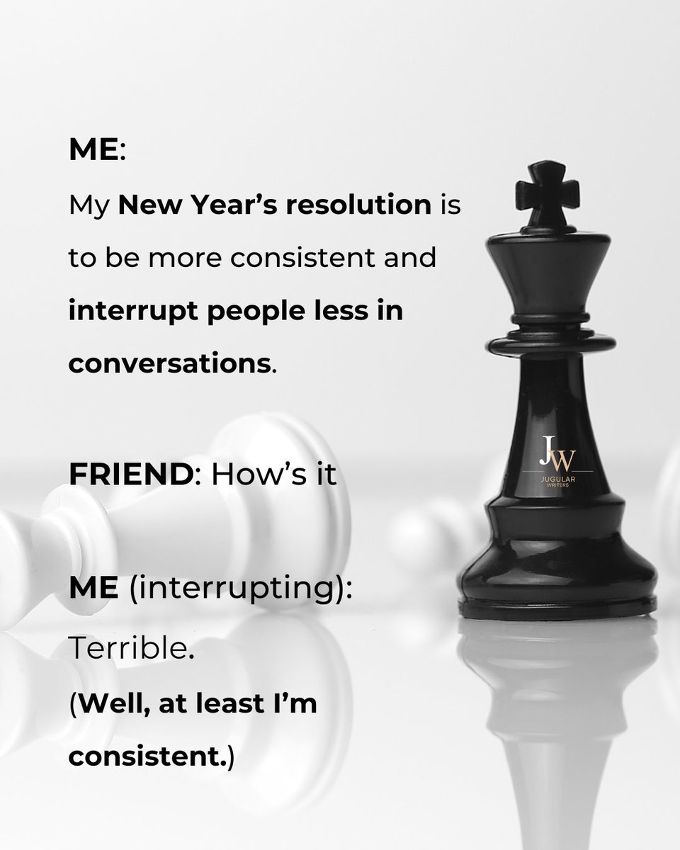 JugularWriters's tweet image. Too soon to share my new years resolution fail? 🤪

#NewYearsResolutionFail #ConsistentButNotPerfect #InterruptingIsMyTalent #RealLifeStruggles #ResolutionHumor #KeepingItReal #JustBeingHonest #FlawsAndAll #MakingProgress #KeepingItConsistent