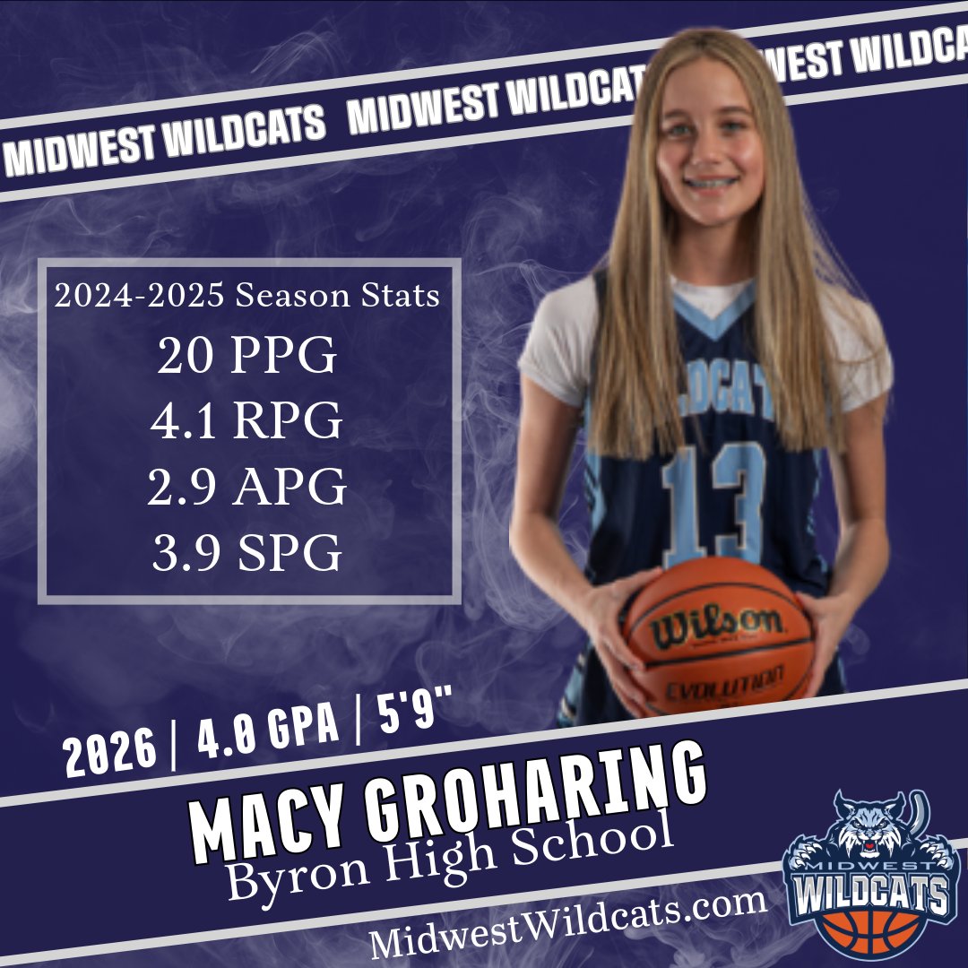 Junior, Macy Groharing, had an impressive season for Byron HS. <a href="/macygroharing/">Macy Groharing</a> averaged 20 points, 4.1 rebounds, 2.9 assists, and 3.9 steals per game during the season. Great work, Macy!