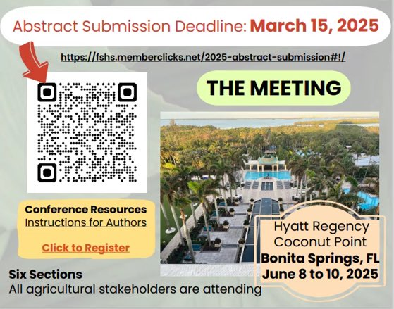 Lettuce Breeding UF (@uflettuce) on Twitter photo The deadline to submit abstracts for the annual <a href="/FSHS_Hort/">FSHS</a> is fast approaching. Submit your abstract soon and join us in Bonita Springs, FL for the 138th annual meeting #RT <a href="/UFHortSci/">Hort. Sciences at UF</a> <a href="/ufhorticulture/">UF/IFAS Horticultural Sciences</a> <a href="/UFenvhort/">UF IFAS Dept. of Environmental Horticulture</a> <a href="/fruitscanbefun/">Manjul Dutt ๐งฌ๐</a> <a href="/sandy_horizons/">Prissy Fletcher</a> The deadline to submit abstracts for the annual <a href="/FSHS_Hort/">FSHS</a> is fast approaching. Submit your abstract soon and join us in Bonita Springs, FL for the 138th annual meeting #RT <a href="/UFHortSci/">Hort. Sciences at UF</a> <a href="/ufhorticulture/">UF/IFAS Horticultural Sciences</a> <a href="/UFenvhort/">UF IFAS Dept. of Environmental Horticulture</a> <a href="/fruitscanbefun/">Manjul Dutt ๐งฌ๐</a> <a href="/sandy_horizons/">Prissy Fletcher</a>