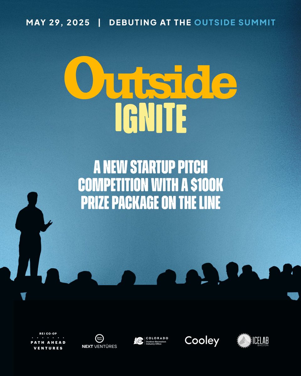 Pitch your big idea at Outside Ignite our new startup pitch competition at the Outside Summit! 🚀

Learn more and apply by April 11 at the link: bit.ly/3DBjnfE