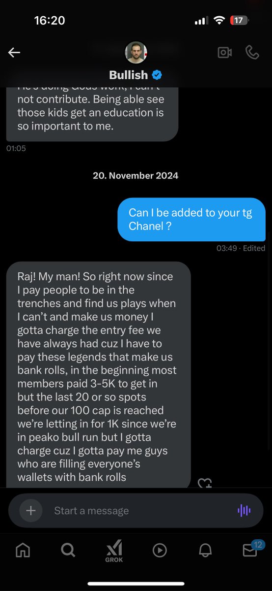 That was last year! I wanted to join his Telegram group back then, but he asked me to pay between $1,000 and $5,000 for it, which is ridiculous. The funny thing is that his 'alpha' comes from the <a href="/booksey/"></a> community, lol