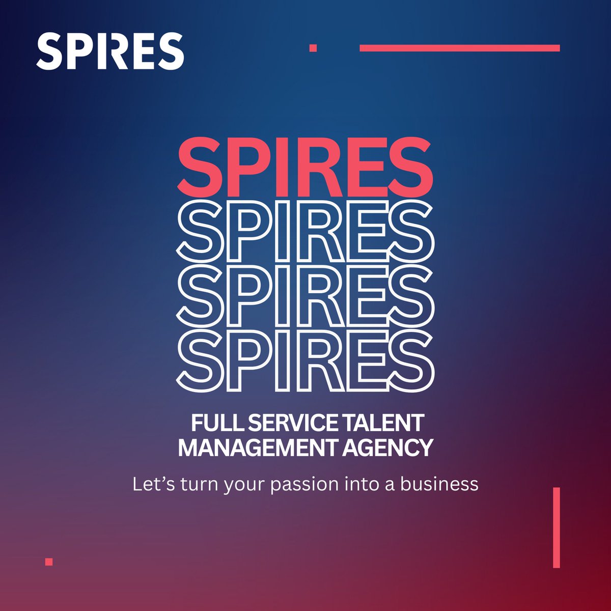 Let's turn your passion into a business!  

At Spires Agency, we believe in real connections, real opportunities, and real support for creators. ✨

Looking for a full service talent management agency to have your back? Our DMs are open. 📬
📩hello@spiresagency.com