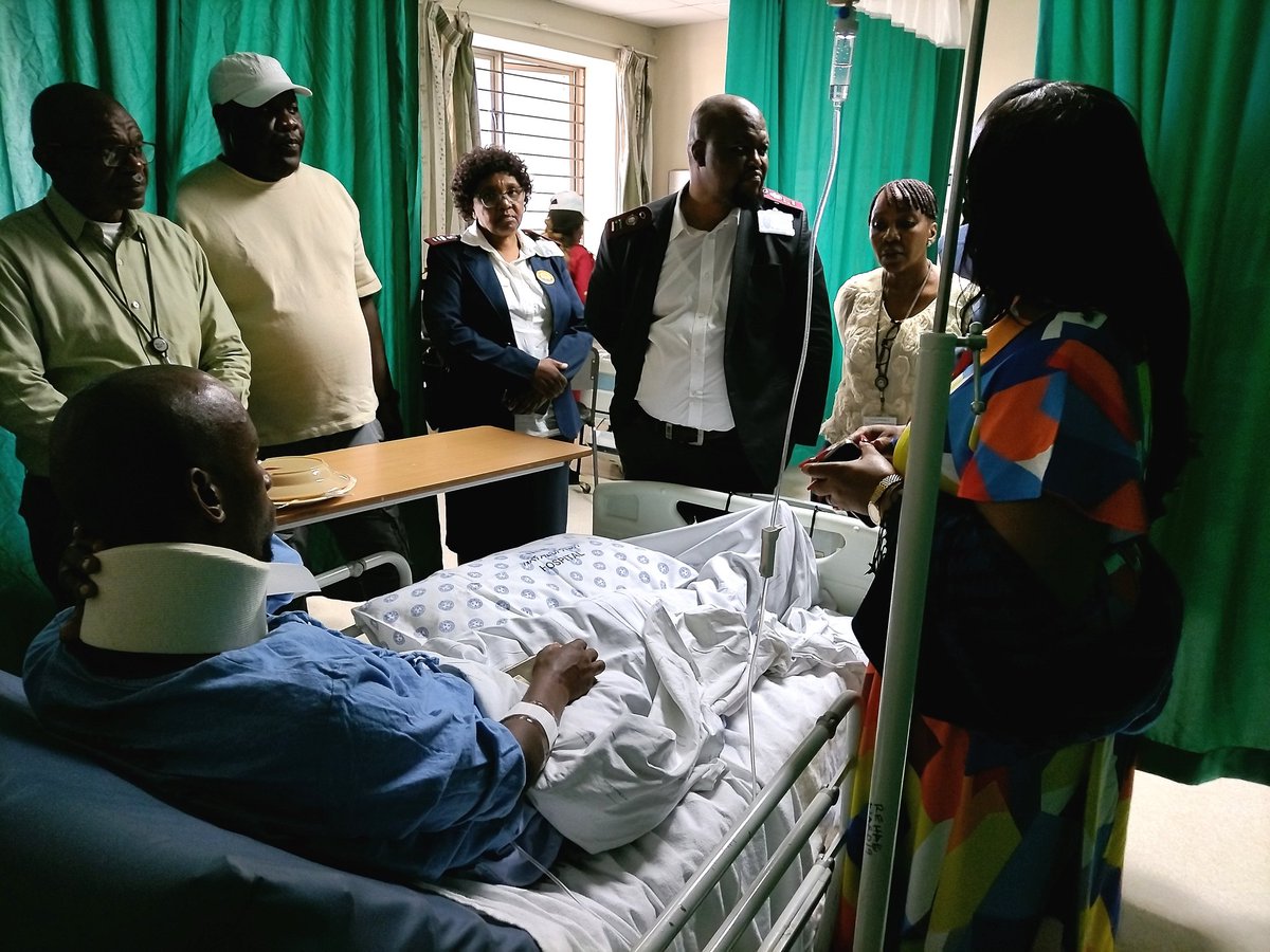 MEC Nomantu Nkomo-Ralehoko currently at Thelle Mogoerane Regional Hospital, where she is visiting a patient who was admitted following the tragic bus accident near OR Tambo International Airport on the R21 yesterday. A total of 13 patients were admitted, 12 were later  discharge.