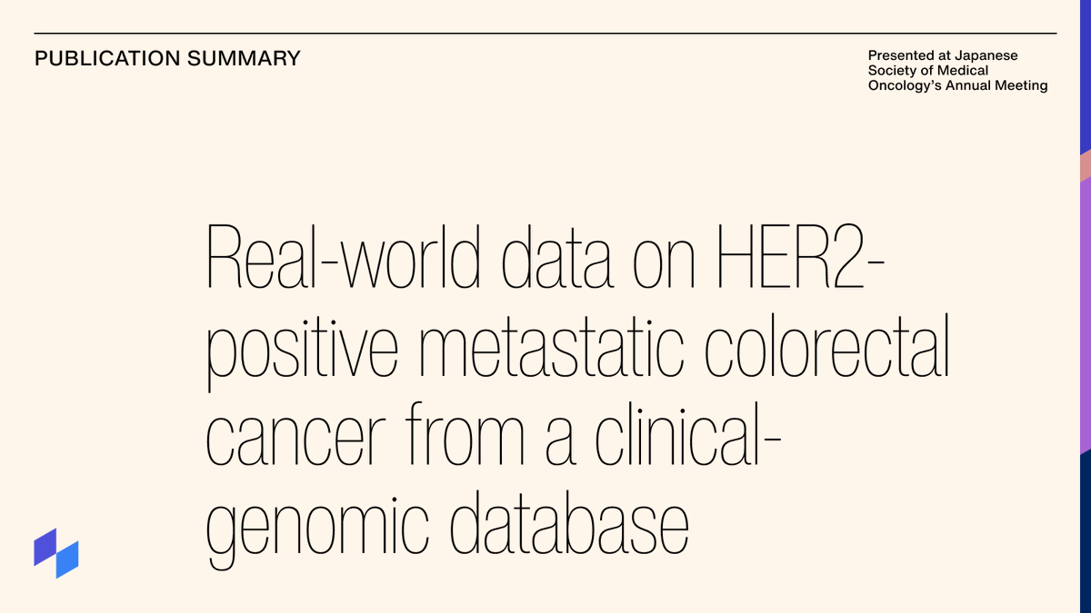 The Flatiron Japan team presented research at the JSMO 2025 using the Flatiron Health-Foundation Medicine CGDB to better understand preferred first-line therapies for patients with HER2+ mCRC.

Learn more about this research and why it matters: spkl.io/6016fSss0