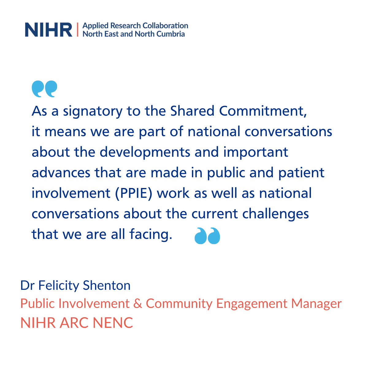NIHR_ARC_NENC's tweet photo. This week marks the 3rd anniversary of the @HRA_Latest #SharedCommitment to #PublicInvolvement
We're proud to have been the 1st @NIHRresearch Applied Research Collaboration to become part of this scheme.
Read more about why it's so important to us⬇️
https://t.co/qqTwtpcFmW https://t.co/KPm1KYfRdd