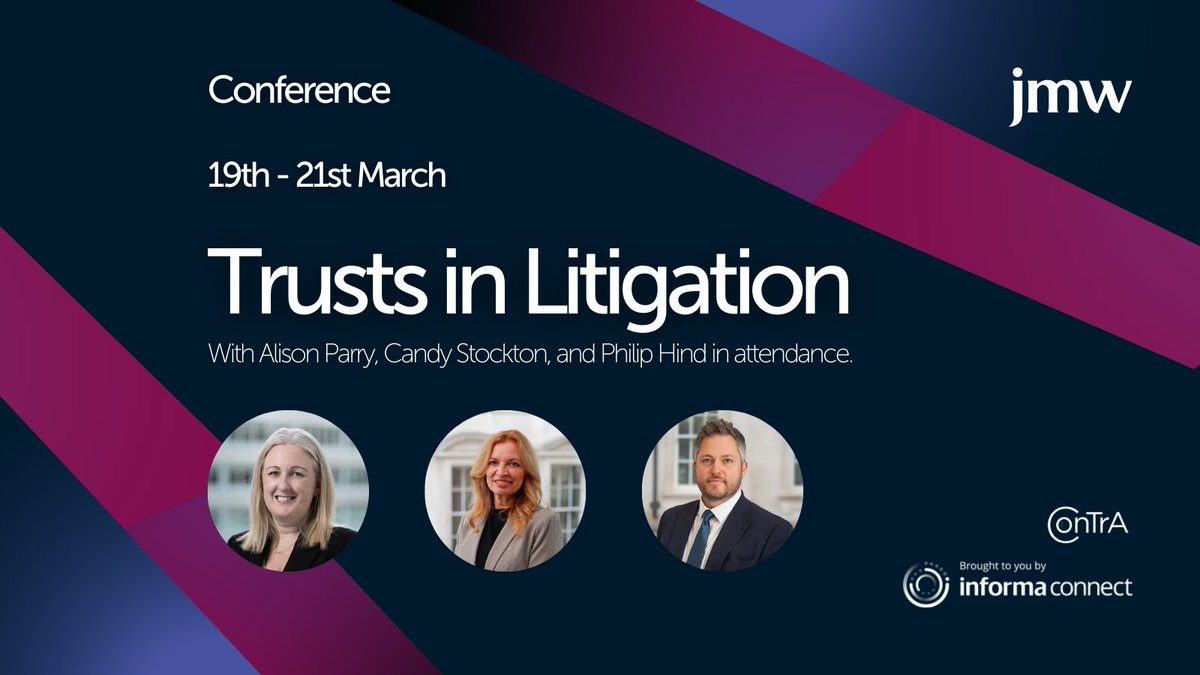 JMW Solicitors (@jmwsolicitors) on Twitter photo Next week we will be attending the #Trusts in #Litigation #Conference hosted by the <a href="/ConTrA_socials/">ConTrA (The Contentious Trusts Association)</a> and <a href="/InformaConnect/">Informa Connect</a> in Rome with Alison Parry, Candy Stockton, and Philip Hind in attendance. š¤ Next week we will be attending the #Trusts in #Litigation #Conference hosted by the <a href="/ConTrA_socials/">ConTrA (The Contentious Trusts Association)</a> and <a href="/InformaConnect/">Informa Connect</a> in Rome with Alison Parry, Candy Stockton, and Philip Hind in attendance. š¤