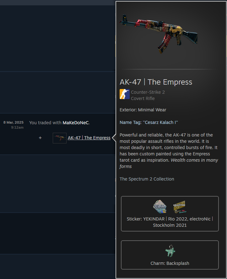 tonhaoferro's tweet photo. Thanks for the giveaway, @marketcsgo! #Legit

❄️ Winter Giveaway by Market.CSGO ❄️
#11 - AK-47 | The Empress (Minimal Wear)

https://t.co/O2HVY8YScT https://t.co/TqRw0ADi12