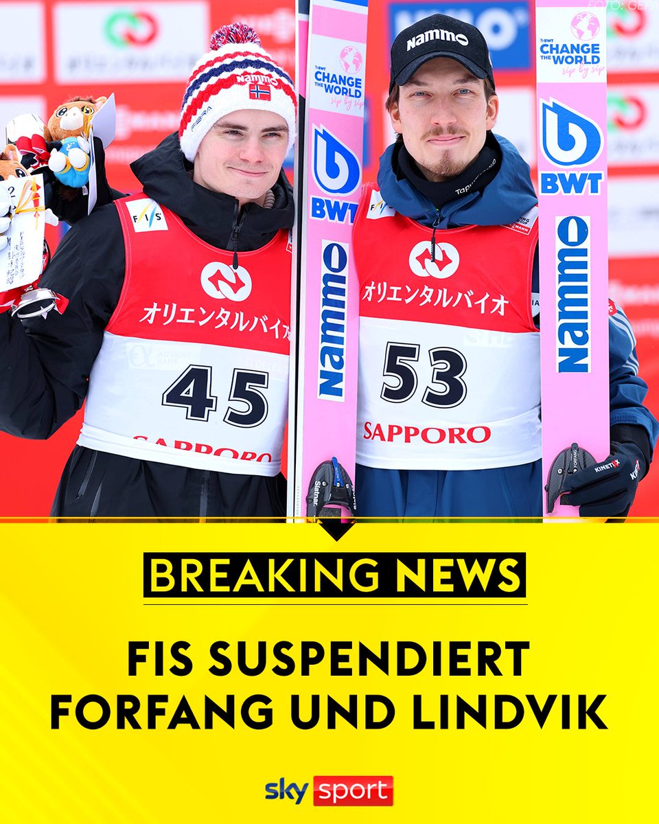 SkySportAustria's tweet image. FIS suspendiert Norwegen-Duo! 🚨

Alle Infos: skysportaustria.at/fis-suspendier…

#Skispringen #Forfang #Lindvik