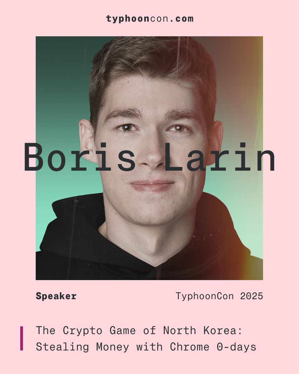 TyphoonCon🌪️ (@typhooncon) on Twitter photo We're delighted to welcome <a href="/oct0xor/">Boris Larin</a> to the #TyphoonCon2025 lineup! 🎤
Join us in Seoul on May 29-30! 🔗typhooncon.com/agenda We're delighted to welcome <a href="/oct0xor/">Boris Larin</a> to the #TyphoonCon2025 lineup! 🎤
Join us in Seoul on May 29-30! 🔗typhooncon.com/agenda