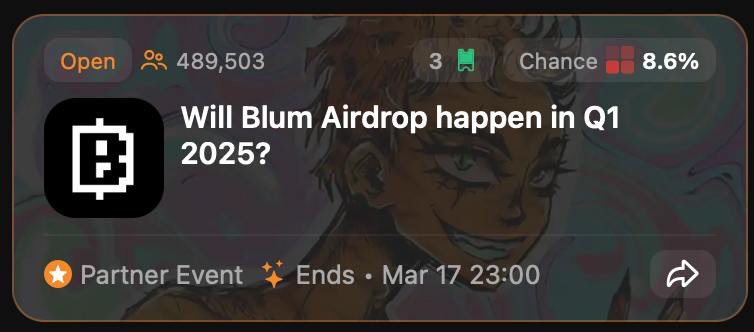 Will Blum Airdrop happen in Q1 2025?!

Current chance is 8,6% with 489k+ votes.

What do you think?!
place a vote 💎⬇️
t.me/buzzit1_bot/bu….