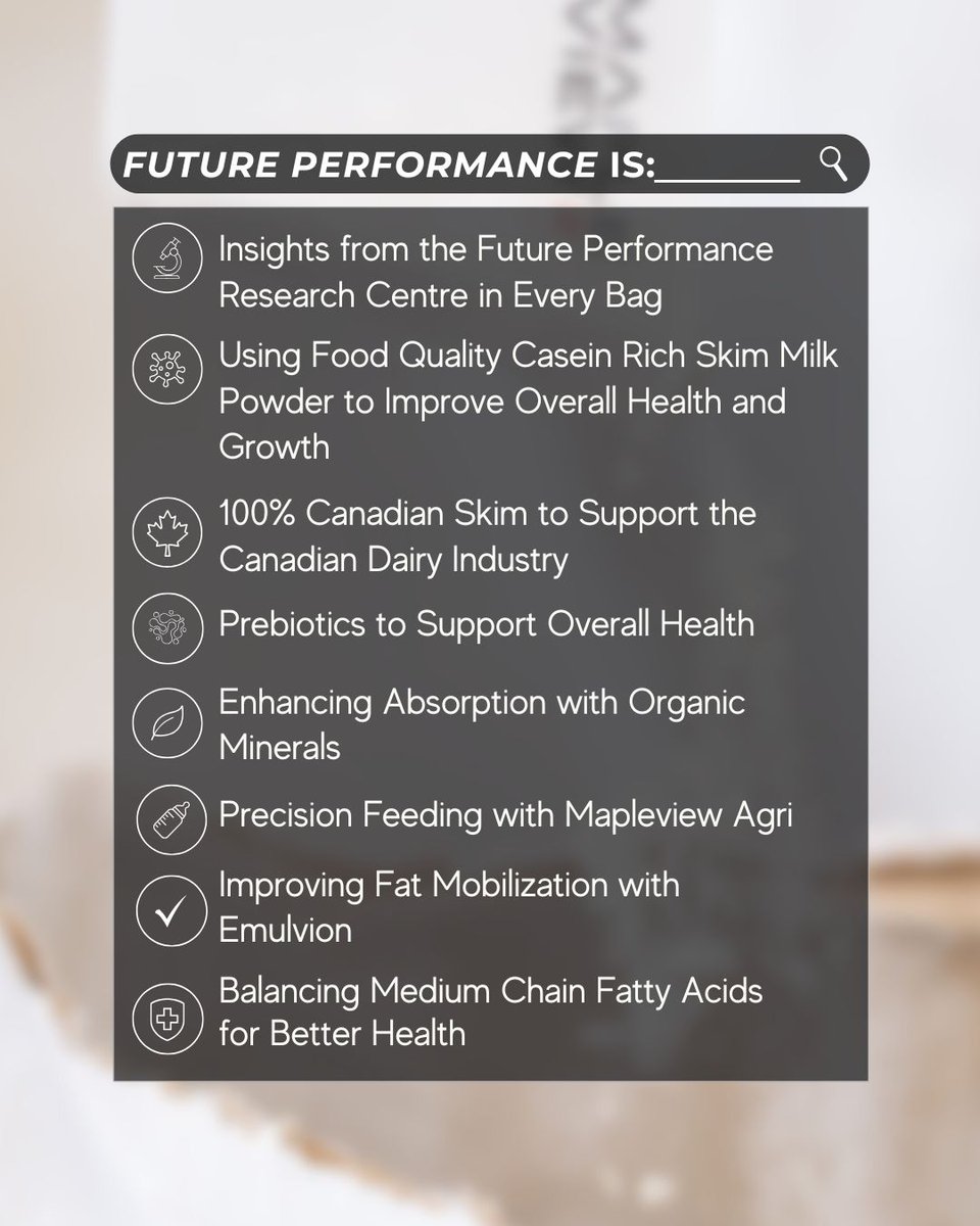At Mapleview Agri, we know that what you feed today shapes the performance of tomorrow. Our milk replacers are backed by research, innovation, and 8 Future Performance Differences that set us apart. Future Performance Starts Today.