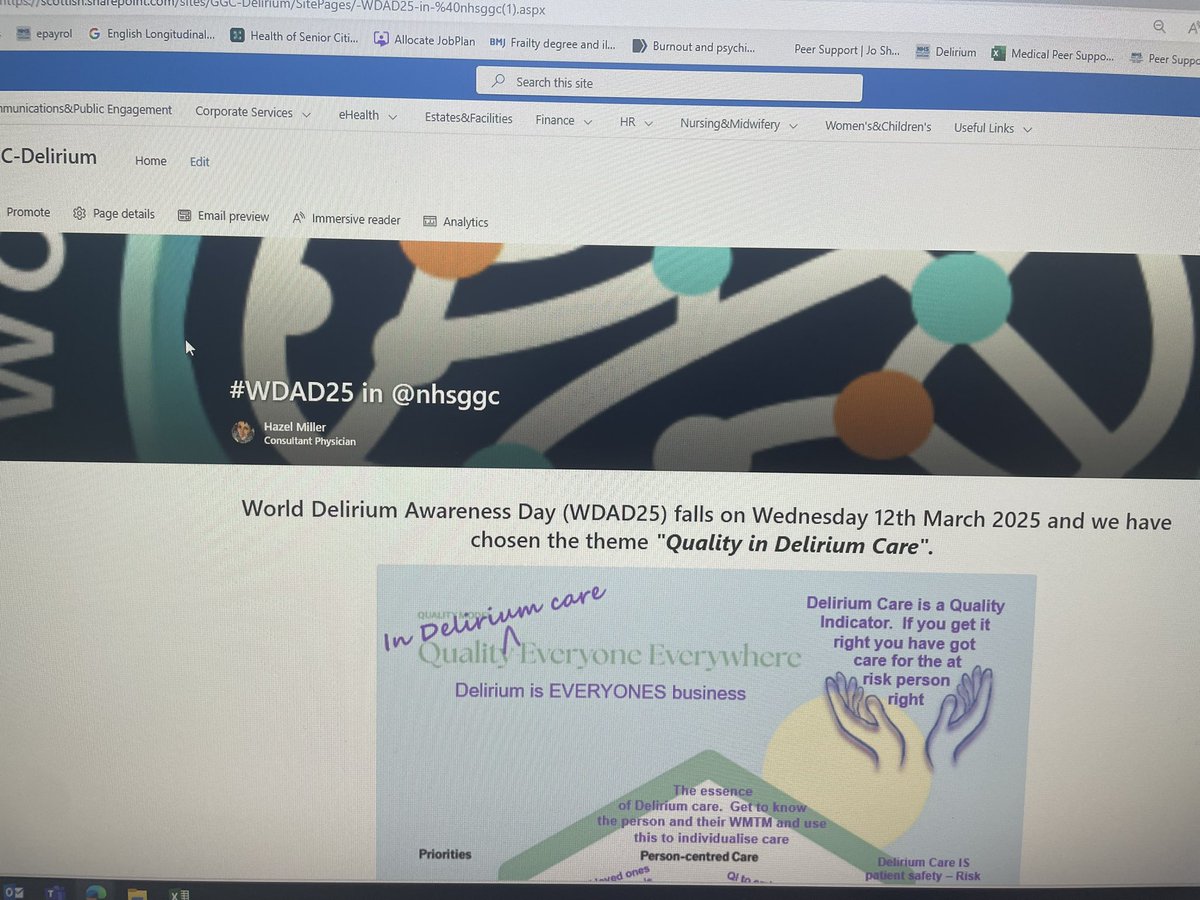 Our @nhsggc Delirium SharePoint site is launched for #WDAD2025 scottish.sharepoint.com/sites/GGC-Deli… Lots of resources 💜 Coming soon a gallery of all the #QualityDeliriumCare events today 🦸‍♀️🦸‍♂️