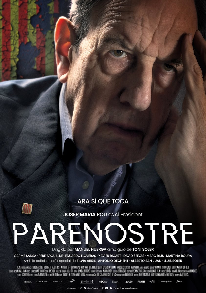 Ara sí que toca. 💼

Un dels actors més il·lustres de Catalunya. 🎞️ Josep Maria Pou és el President.

Aquí et presentem el pòster oficial de #Parenostre, la primera pel·lícula sobre la caiguda de la família Pujol Ferrusola. 🎬 16 d'abril estrena només als cinemes.