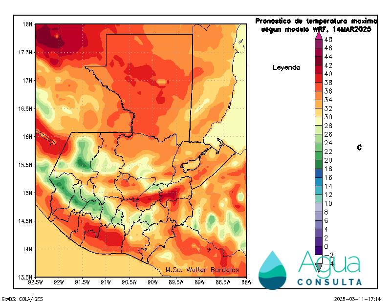 gtClaudio's tweet photo. Nuevamente período con altas temperaturas en Guatemala, persistiendo el fin de semana #climagt

Algunas regiones del centro/norte del país las temperaturas máximas superando el p.99

Frente frío llegando a refrescar el ambiente el próximo lunes https://t.co/4T5v5GIBX9
