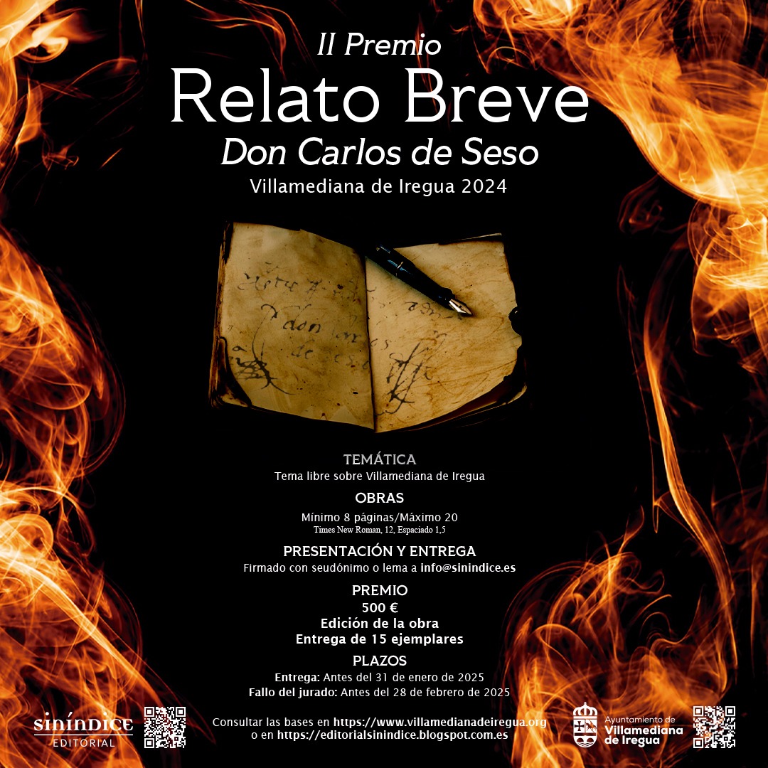 Queremos informar que Asier Prieto Vázquez ha sido el ganador del II Premio de Relato Breve Don Carlos de Seso con su relato "La casona".

Igualmente, se han seleccionado varios relatos que conformarán un libro que será presentando en el mes de abril en Villamediana de Iregua.