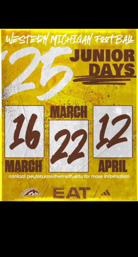 Kevin Blaz (@kevinblaz87) on Twitter photo Excited to be at Western Michigan for a junior day visit on April 12th! Thank you <a href="/_peytonross/">Peyton Ross</a> for the invite! <a href="/Bryan_Ault/">Bryan Ault - Midwest Scout</a> <a href="/Mark__Porter/">ScoutingOhio.com - 247 Sports - Bucknuts</a> <a href="/270Gridiron/">270 Gridiron 🏈</a> <a href="/JaredLuginbill/">Jared Luginbill</a> <a href="/CoachLT39/">Lance Taylor</a> <a href="/CoachEricEvans/">Eric Evans</a> <a href="/Coach_Franke/">Josh Franke</a> <a href="/CoachCStaten/">Coach Connor Staten</a> <a href="/shafferdb/">Coach Dan Shaffer</a> Excited to be at Western Michigan for a junior day visit on April 12th! Thank you <a href="/_peytonross/">Peyton Ross</a> for the invite! <a href="/Bryan_Ault/">Bryan Ault - Midwest Scout</a> <a href="/Mark__Porter/">ScoutingOhio.com - 247 Sports - Bucknuts</a> <a href="/270Gridiron/">270 Gridiron 🏈</a> <a href="/JaredLuginbill/">Jared Luginbill</a> <a href="/CoachLT39/">Lance Taylor</a> <a href="/CoachEricEvans/">Eric Evans</a> <a href="/Coach_Franke/">Josh Franke</a> <a href="/CoachCStaten/">Coach Connor Staten</a> <a href="/shafferdb/">Coach Dan Shaffer</a>