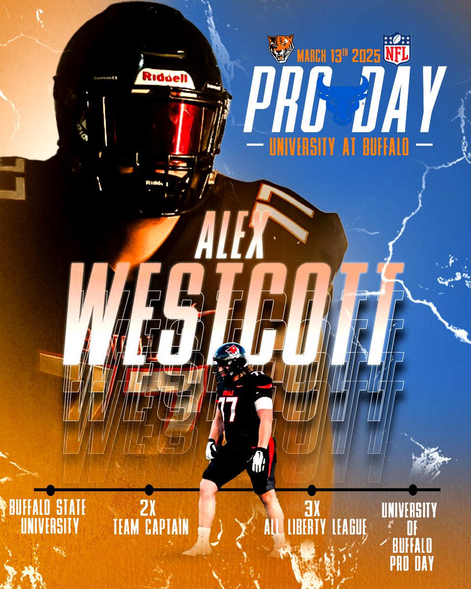 Buffalo State FB (@buffstatefb) on Twitter photo Good Luck to Alex Westcott at their Pro Day on tomorrow!
Thank you to <a href="/UBFootball/">UB Football</a> for hosting such an event!
Ambush Mentality! Good Luck to Alex Westcott at their Pro Day on tomorrow!
Thank you to <a href="/UBFootball/">UB Football</a> for hosting such an event!
Ambush Mentality!