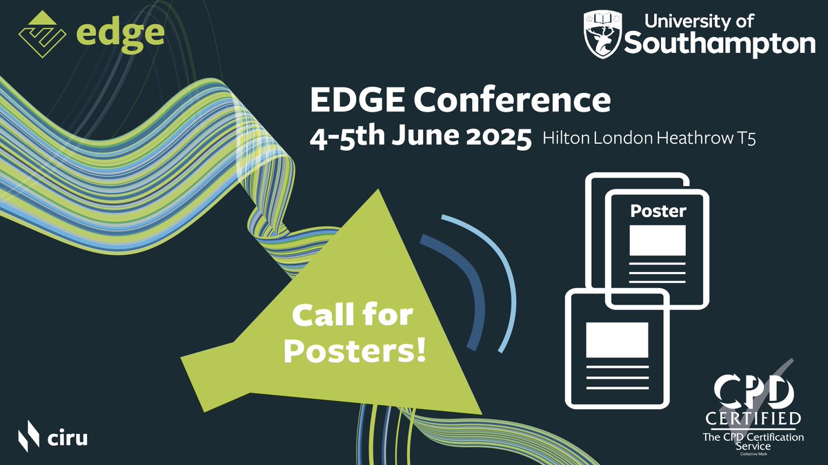 EDGE (@edgeclinical) on Twitter photo EDGE Community 👋
Submit a poster for display at the next EDGE Conference and showcase your work with EDGE to over 450+ delegates research professionals ⭐
Get in touch edgecomms@soton.ac.uk for more information 📧
#EDGEconf25 #Together25 EDGE Community 👋
Submit a poster for display at the next EDGE Conference and showcase your work with EDGE to over 450+ delegates research professionals ⭐
Get in touch edgecomms@soton.ac.uk for more information 📧
#EDGEconf25 #Together25