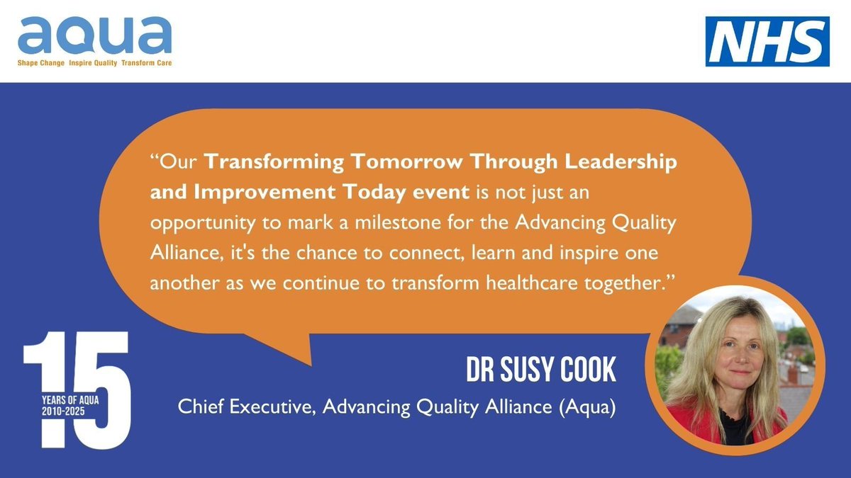 💬 Our Chief Executive Dr Susy Cook is looking forward to meeting you at our May event, 'Transforming Tomorrow Through Leadership and Improvement Today.'

📅 Senior leaders in health and care, save the date: bit.ly/43kgQkn 

#improvingquality #healthcareleaders