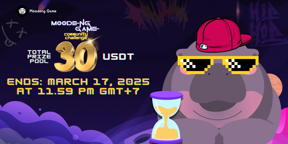 🎯 Moodeng Game: Community Challenge! 💪

⚡ What’s missing in Moodeng Game?
Tell us what new features you'd love to see, and the 3 best ideas will each win 10 USDT! 🏆💎
📃 forms.gle/RHvYReWNvvsQye…

📅 Ends: March 17, 2025, at 11:59 PM GMT+7

🎮 Play Moodeng Game👇
🦛