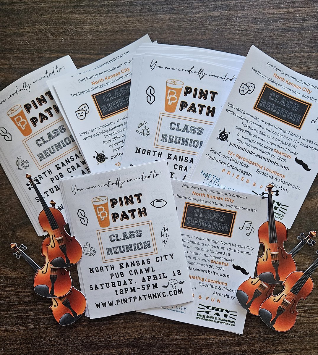 Flyers and fiddles! Got our flyers for Snake Saturday printed. There's a promo code on there that may be active now ;)