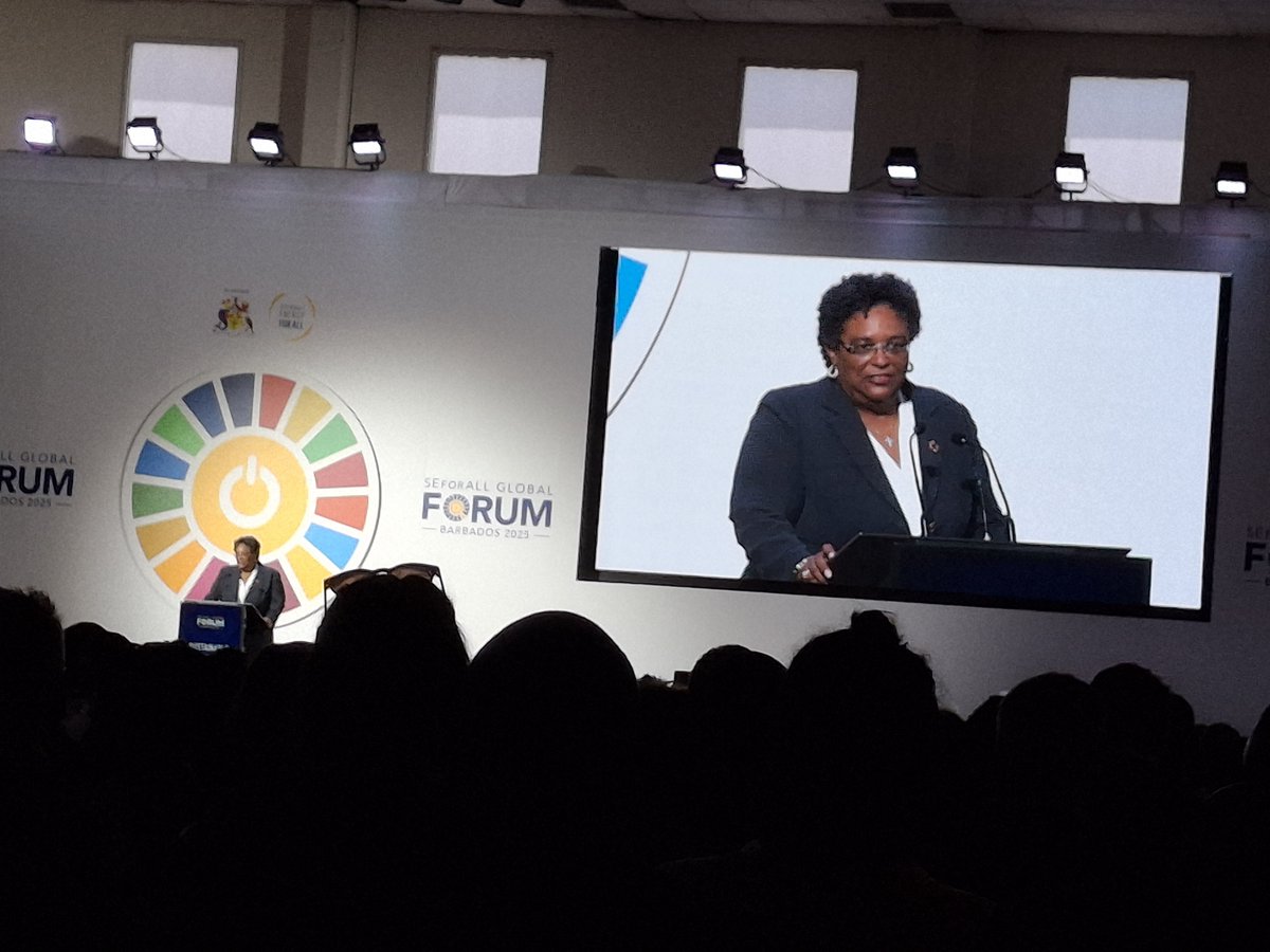 H.E. Mia Mottley, Prime Minister of Barbados calls for cooperation within the Caribbean region, with high potential for generating sustainable energy but too small economies to operate individually. #SEforALLForum @seforall