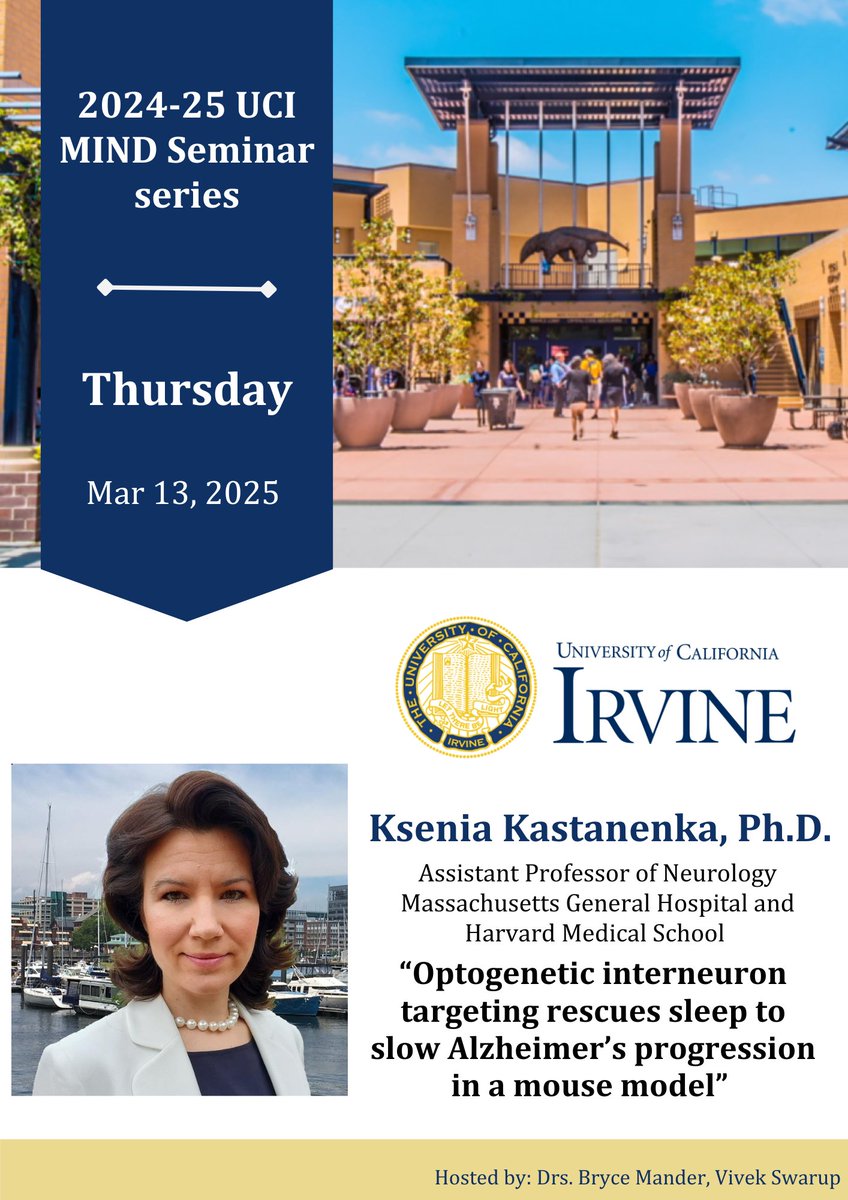 Ksenia Kastanenka, PhD (@kastanenka) on Twitter photo I am excited to announce my upcoming seminar at University of California Irvine. I look forward to sharing our new research and discussing its implications!
Thank you, Drs <a href="/BryceMander/">Bryce Mander</a>, <a href="/vivekenigma/">vivek swarup</a>, and <a href="/ucimind/">UCI MIND</a>, for hosting our discussion! I am excited to announce my upcoming seminar at University of California Irvine. I look forward to sharing our new research and discussing its implications!
Thank you, Drs <a href="/BryceMander/">Bryce Mander</a>, <a href="/vivekenigma/">vivek swarup</a>, and <a href="/ucimind/">UCI MIND</a>, for hosting our discussion!
