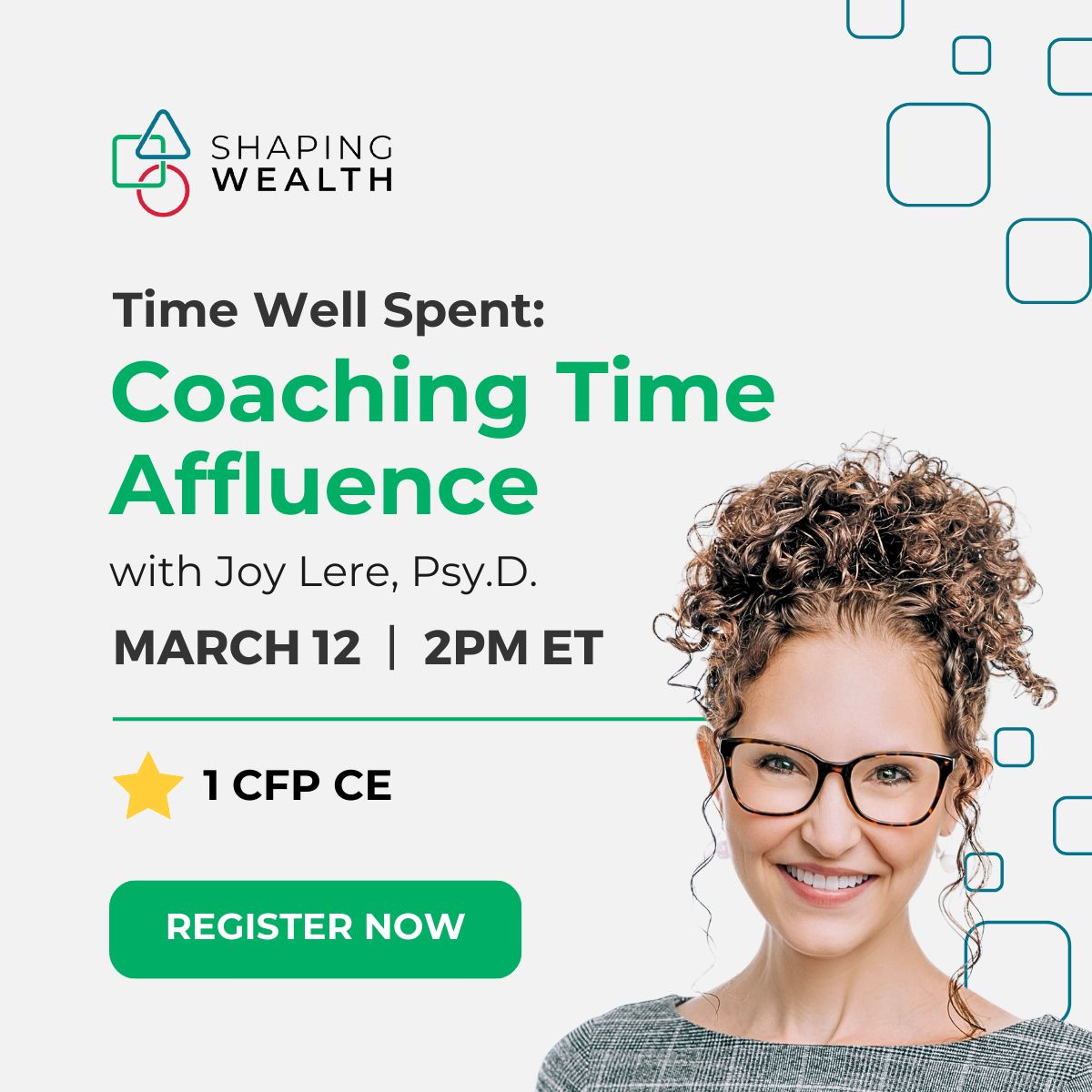 TODAY at 2PM EST: "Time Well Spent: Coaching Time Affluence" with <a href="/joylerepsyd/">Joy Lere</a>
Learn science-backed strategies to escape the trap of time poverty &amp; help your clients do the same. 1 CFP CE credit available! Part of our new partnership w/@Nitrogen Register: bit.ly/43FFT1u
