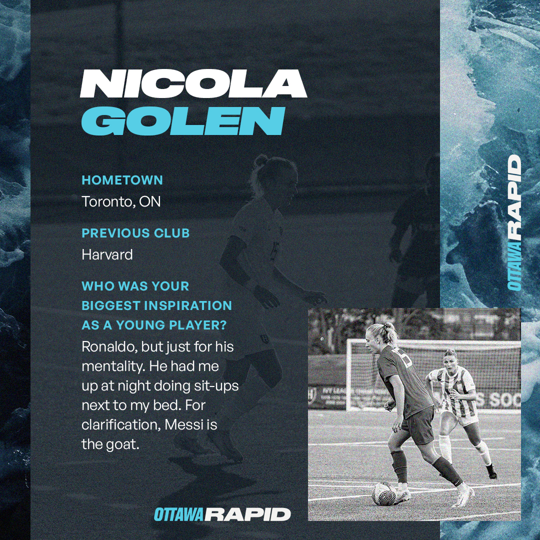 ottrapidfc's tweet image. 🚨 𝗪𝗘𝗟𝗖𝗢𝗠𝗘 𝗡𝗜𝗖𝗢𝗟𝗔 𝗚𝗢𝗟𝗘𝗡! 🚨

Ottawa Rapid FC adds Nicola Golen, a versatile winger &amp;amp; fullback from Toronto, ON! With experience in League1 Ontario, Olympique Lyonnais Reserves, and Harvard, she’s ready to make an impact.

💙🪽 Welcome to Ottawa, Nicola!