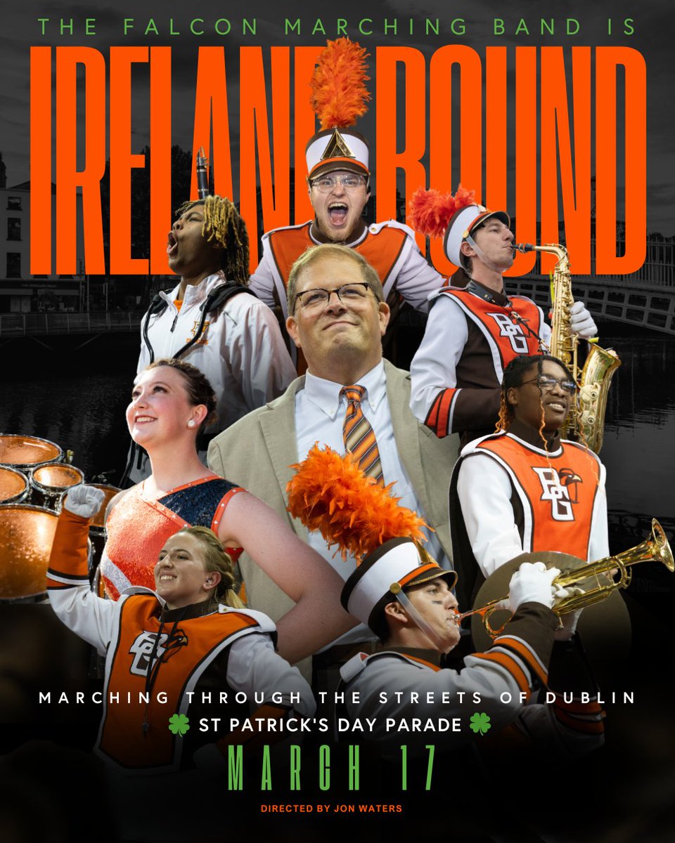 Bowling Green State University (@bgsu) on Twitter photo The BGSU Falcon Marching Band (<a href="/BGSUFMB10/">BGSU Falcon Marching Band</a>), one of the largest marching bands in America, is headed to Ireland!🇮🇪 As one of only three college marching bands invited from North America, they’ll proudly represent #BGSU in what is shaping up to be the largest-ever National The BGSU Falcon Marching Band (<a href="/BGSUFMB10/">BGSU Falcon Marching Band</a>), one of the largest marching bands in America, is headed to Ireland!🇮🇪 As one of only three college marching bands invited from North America, they’ll proudly represent #BGSU in what is shaping up to be the largest-ever National