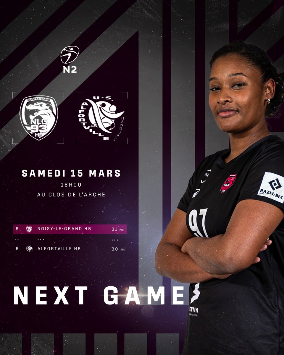 𝗘𝗹𝗹𝗲𝘀 𝘀𝗼𝗻𝘁 𝗱𝗲 𝗿𝗲𝘁𝗼𝘂𝗿 🏠
Après deux week-end sans matchs, nos deux équipes nationales sont de retour au Clos de l'Arche.

📌 La N2 reçoit Alforville à 18h00
📌 La N1 reçoit la réserve de Brest

💜🖤