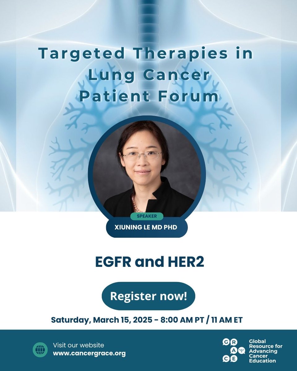 GRACE (@cancergrace) on Twitter photo Dr. Xiuning Le, M.D., Ph.D., is an Associate Professor in the Department of Thoracic/Head and Neck Medical Oncology, Division of Internal Medicine at The University of Texas MD Anderson Cancer Center, Houston, TX.
To learn more about Dr. <a href="/LeXiuning/">Xiuning Le MD PhD</a> click here: Dr. Xiuning Le, M.D., Ph.D., is an Associate Professor in the Department of Thoracic/Head and Neck Medical Oncology, Division of Internal Medicine at The University of Texas MD Anderson Cancer Center, Houston, TX.
To learn more about Dr. <a href="/LeXiuning/">Xiuning Le MD PhD</a> click here: