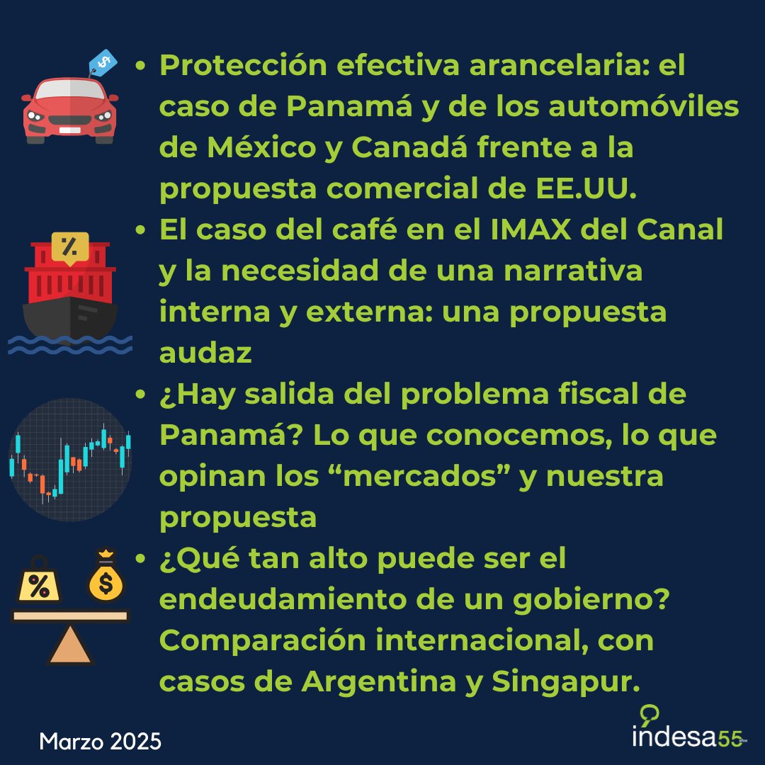 indesacapital's tweet image. 📢 Sesión de marzo 2025 del Foro Empresarial INDESA:
🌎 Financiamiento: perspectivas
🔹 En la segunda intervención:
1️⃣ Aranceles en EE.UU.
2️⃣ Una visión estratégica desde el IMAX del Canal
3️⃣ Desafío fiscal
📅 ¡Los esperamos!
#economía #financiamiento #comerciointernacional