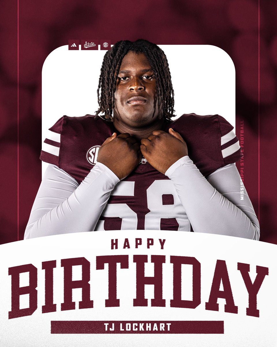Mississippi State Football (@hailstatefb) on Twitter photo Bulldog Family, help us wish our guy <a href="/TjLockhart3/">Tj Lockhart</a> a very Happy Birthday!
#HailState Bulldog Family, help us wish our guy <a href="/TjLockhart3/">Tj Lockhart</a> a very Happy Birthday!
#HailState