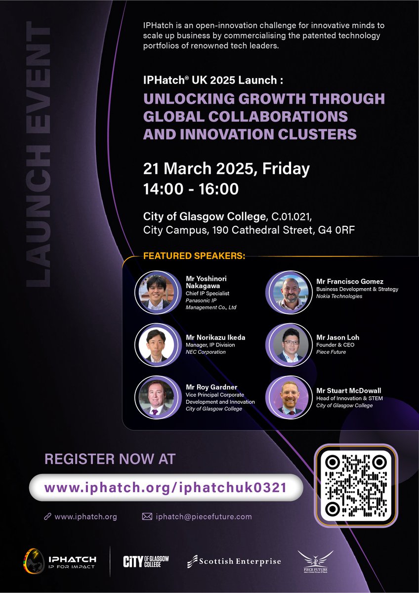 Digital Health & Care Innovation Centre (DHI) (@dhiscotland) on Twitter photo IPHatch UK launches on 21st March at <a href="/CofGCollege/">City of Glasgow College</a>
This open-innovation challenge, hosted by the college and <a href="/scottishike/">ScottishIKE</a>, helps businesses scale with patented tech from leading companies.
Learn more and register for the launch event: iphatchday.com/iphatchuk0321 IPHatch UK launches on 21st March at <a href="/CofGCollege/">City of Glasgow College</a>
This open-innovation challenge, hosted by the college and <a href="/scottishike/">ScottishIKE</a>, helps businesses scale with patented tech from leading companies.
Learn more and register for the launch event: iphatchday.com/iphatchuk0321