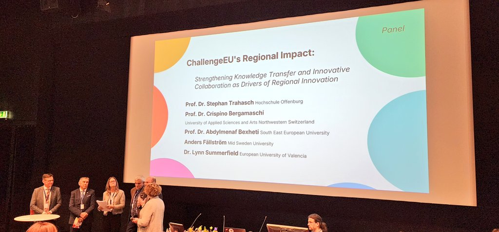 mvdsinstitute's tweet photo. Our Rector Bexheti, speaks on Strengthening Knowledge Transfer and Innovative Collaboration as Drivers of Regional Innovation as part of the ChallengeEU project kick-off event. #ChallengeEU #Innovation #EuropeanUniversities @SEEUniversity https://t.co/W2SfhY0Fdr