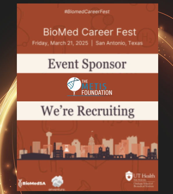 🚀 Metis Foundation is at #BioMedCareerFest! 🚀
We're sponsoring, recruiting &amp; presenting at UT Health San Antonio, driving groundbreaking military medical research.

🔬 Join us &amp; shape the future of biomedical innovation!

#MetisFoundation #MilitaryMedicine #UTHSA