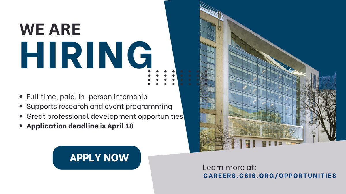 The CSIS Americas Program is now accepting applications for its summer internship program starting on May 27, 2025. 
Interested in applying? Submit your resume and cover letter here 👇
careers.csis.org/opportunities/…